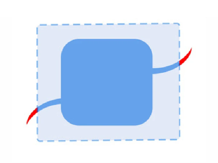 Diagram illustrating what to avoid: avoid custom shapes that exceed the max design area