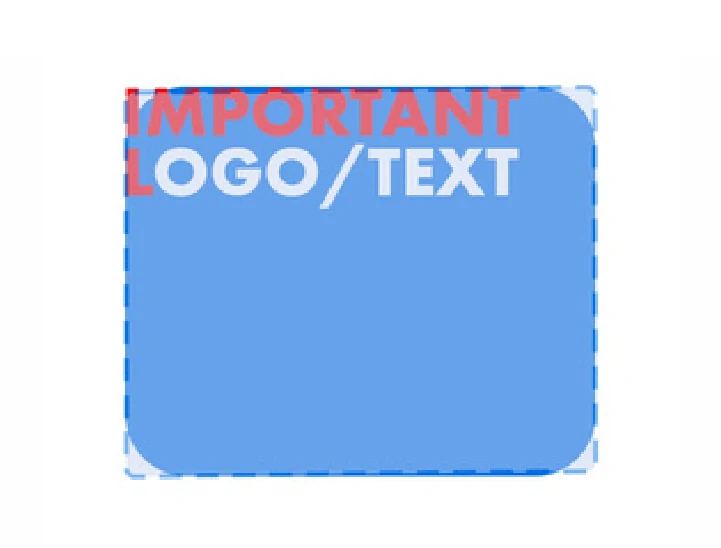 Diagram illustrating what to avoid: keep important content away from the cut edges