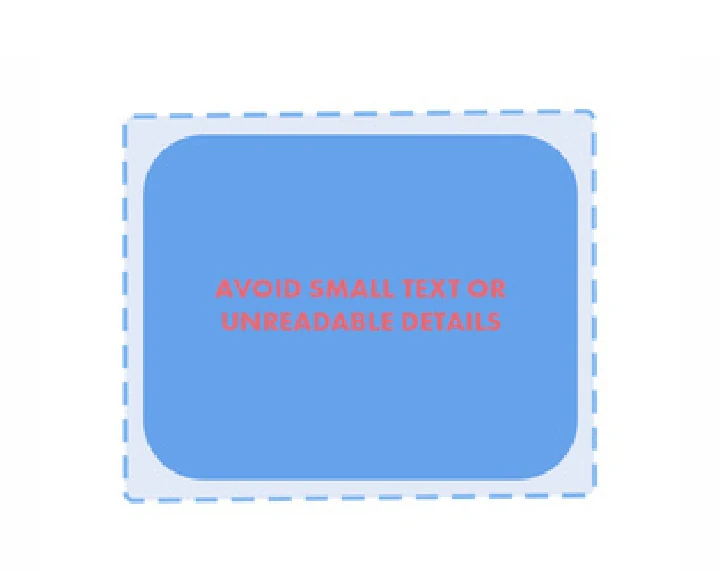 Diagram illustrating what to avoid: avoid small text or unreadable details